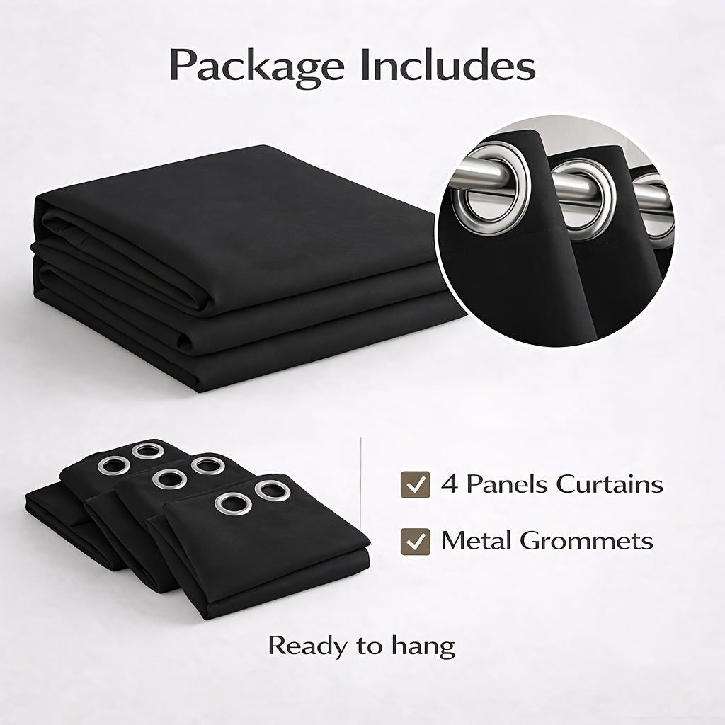 4pcs Pack Living Room Bedroom Blackout Curtains Living Room Bedroom Blackout Curtains Heat Insulation Noise Reduction Privacy Protection Privacy Screen Partition Curtains Suitable for Living Rooms Bedrooms Balconies And Courtyards