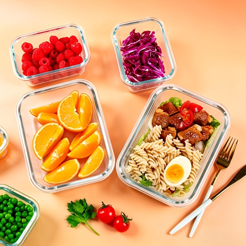 16pcs Airtight Glass Food Storage Containers, Outdoor Picnic, Lunch Box, Microwave, Oven Safe - Perfect For Salad, Fruit, Vegetables And Sandwiches, Lunch Box | Airtight Storage | Durable Glass, Food Storage Containers (8 Lids + 8 Containers)