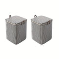 Checkered Storage Bags 2 Pack, Extra Large Fabric Organizers with Double Zippers and Carry Handles for Clothes, Bedding, Moving and Closet Organization