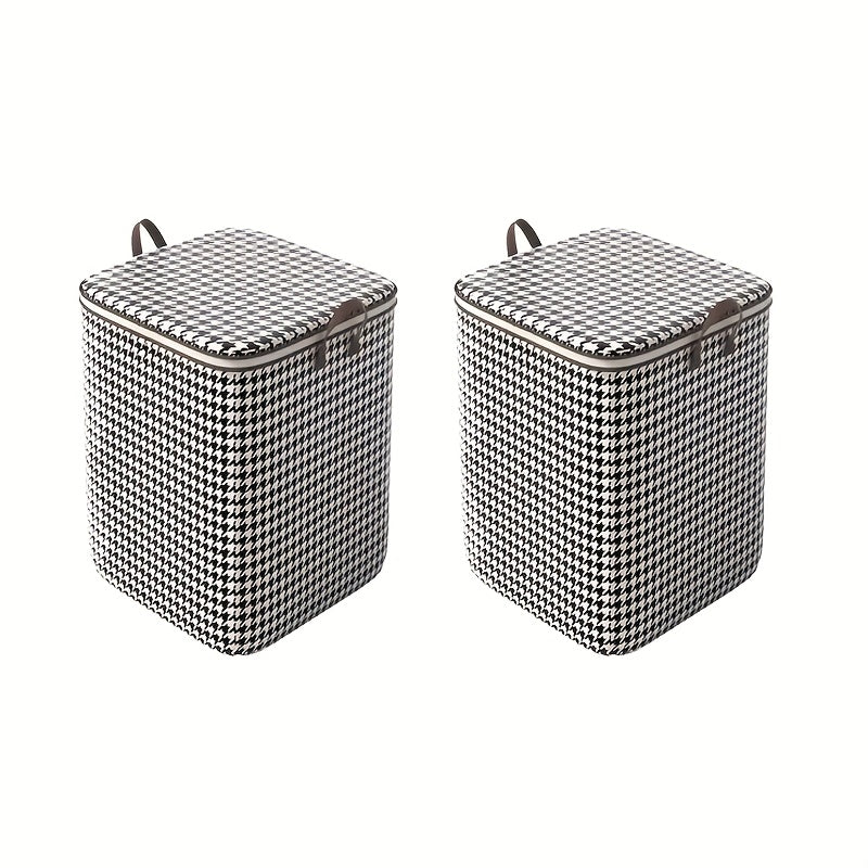 2pcs Oversized 56.37 Gallon Checkered Cloth Thickened Household Storage Box, Large Clothing And Bedding Storage Box, Dust-Proof And Bag, Double Zipper with Handle, Ideal Storage Bag for Moving And Traveling, Can Be Stored Outdoors, Under-Bed Storage