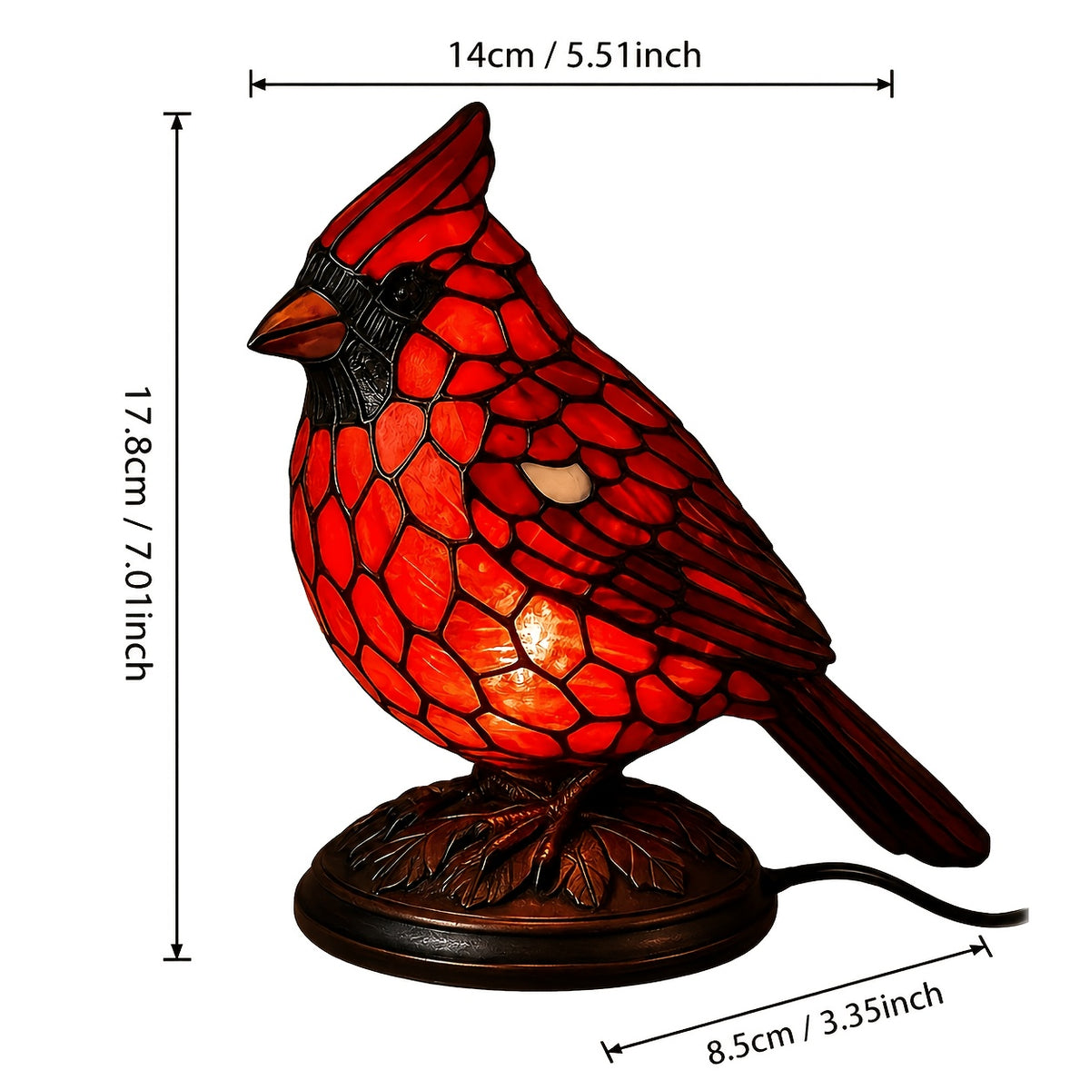 Red Cardinal Holiday Decorative Lights | Perfect for Bedrooms, Living Rooms, Study Areas, and Christmas Holiday Decorations, USB Powered, Geometric Pattern, Tabletop Mounting