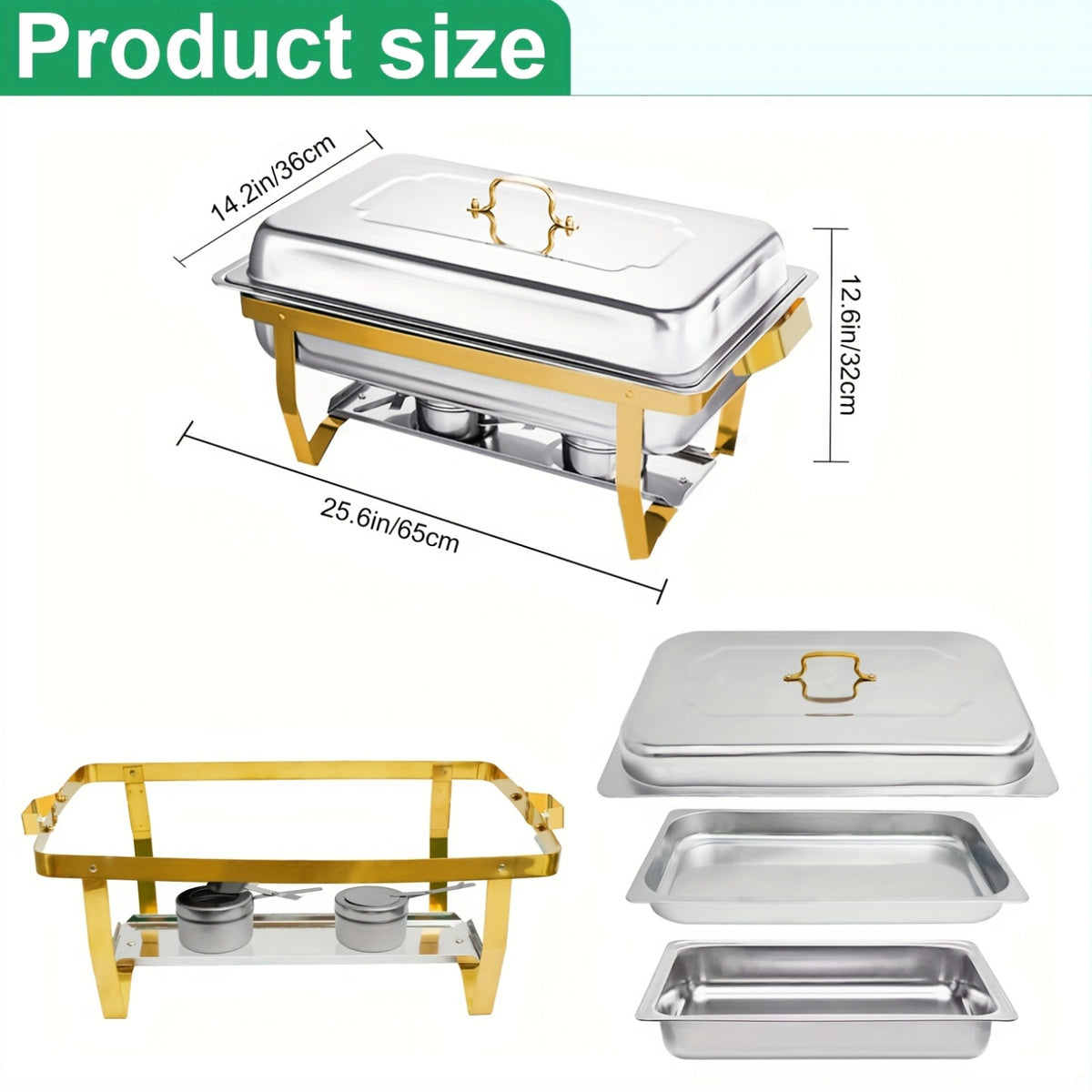 6/9 QT Chafing Dishes for Buffet 1/2/4 Pack, Round Chafing Dish Buffet Set, High Grade Stainless Steel Buffet Food Warmers Sets for Catering Events Parties Dinners with Complete Set, Golden And Silver, solely for Cooking