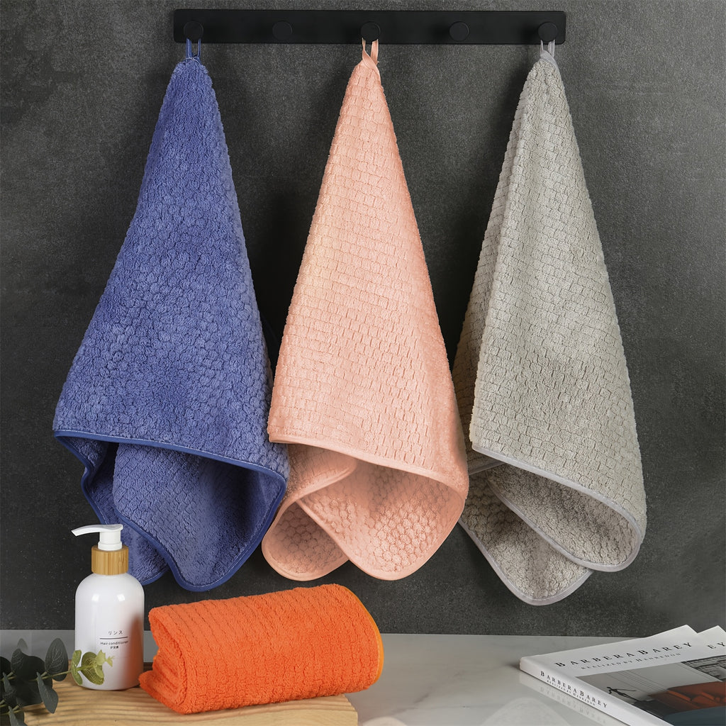 4pcs Hand Towel Set Is Made From Soft, Highly Absorbent Coral Fleece Fabric And Features Quick-drying Technology.ideal for Use At Home, Spas And Hotels, Perfect Gifts for Back to School, Labour Day, Halloween, Thanksgiving, Black Friday, Christmas!