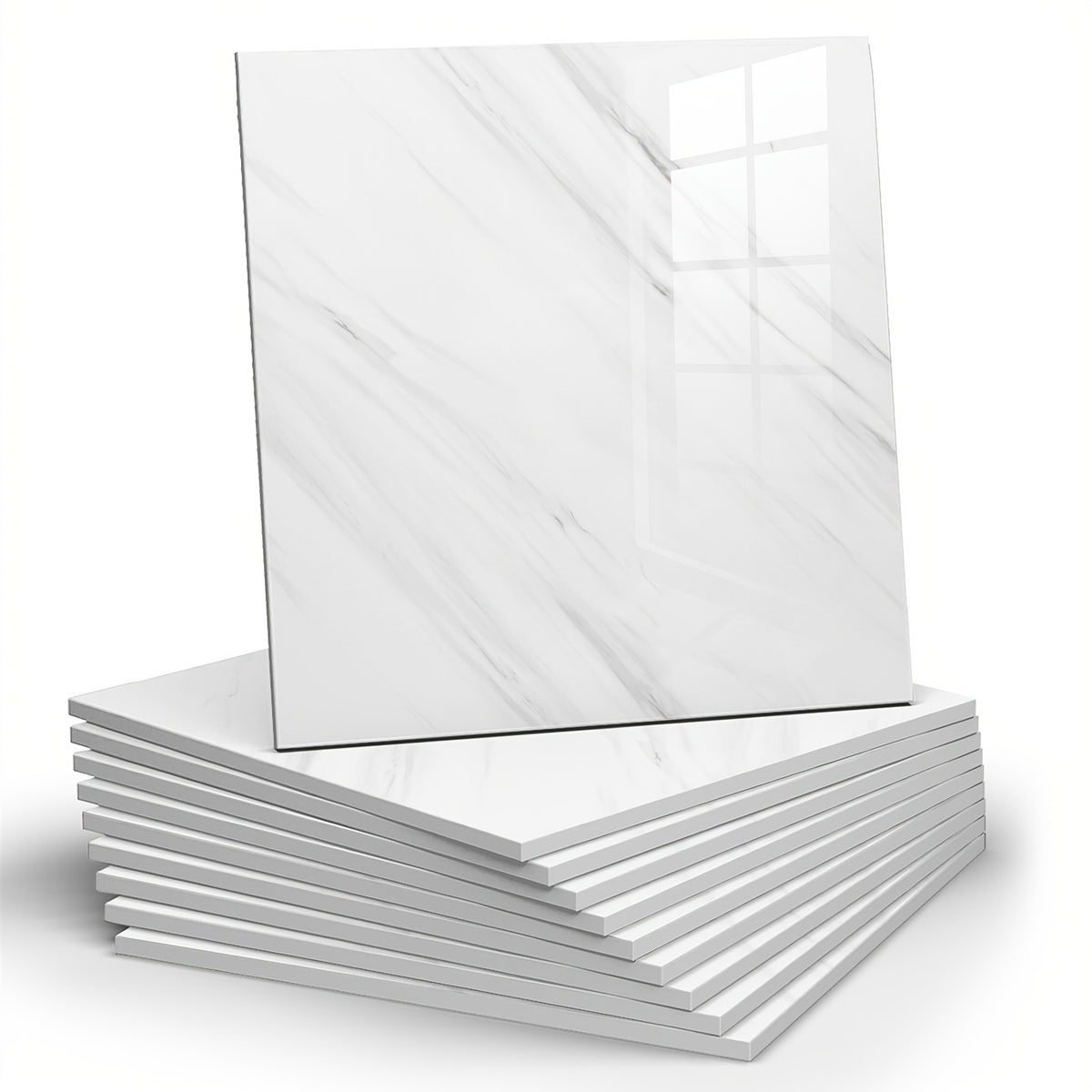 Waterproof 10/ 20pcs LuxeMarble Peel and Stick Shower Tiles - Space Theme Square Wall Hanging Decor for Bathroom, Kitchen, Living Room - 11.8"x11.8" Indoor Use PVC Wall Panels