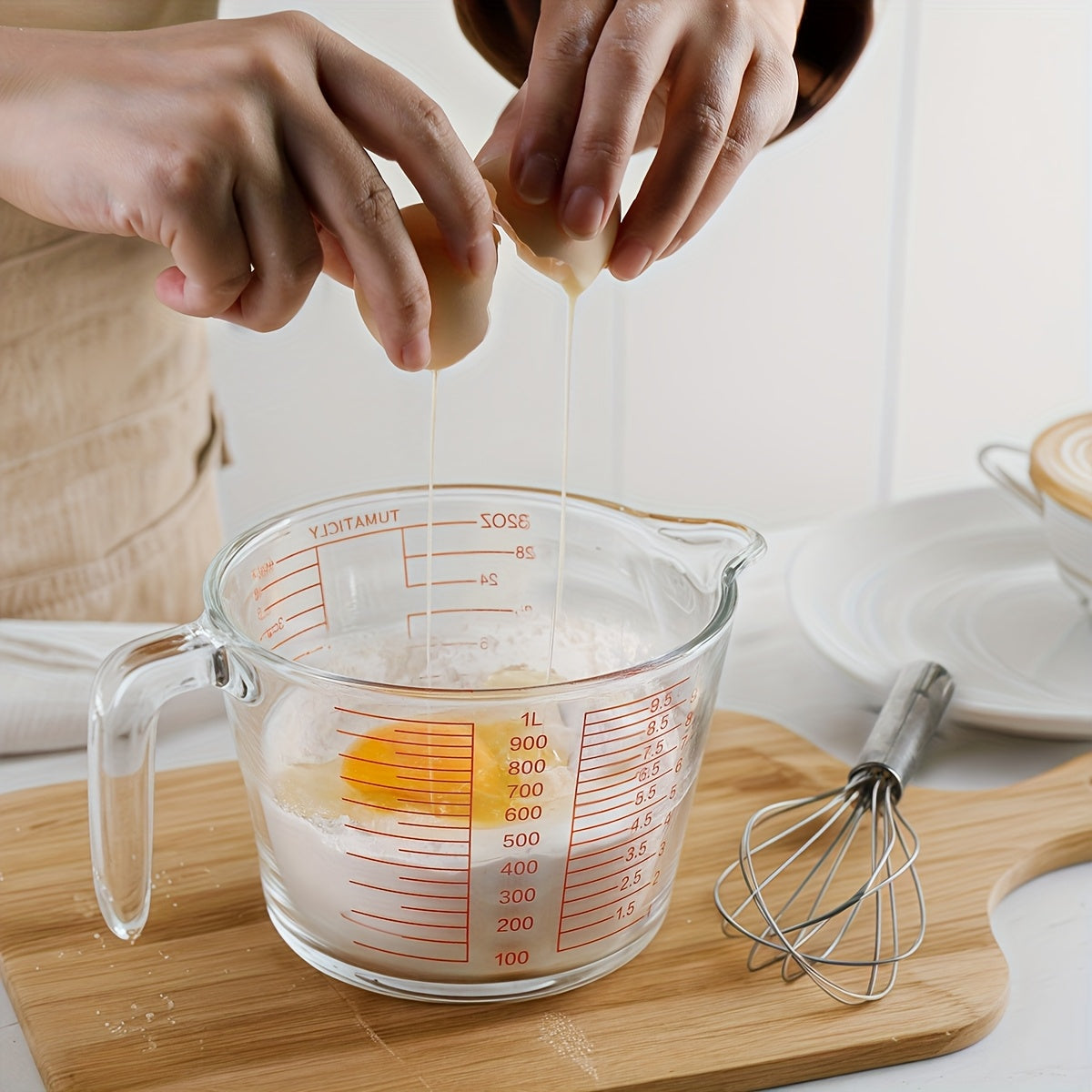 1/3pcs Glass Measuring Cups, 11.83oz 16.91oz 33.81oz Transparent, Ergonomic Handle Design, Tempered Glass, Dishwasher, Freezer, Microwave And Preheat Oven Safe