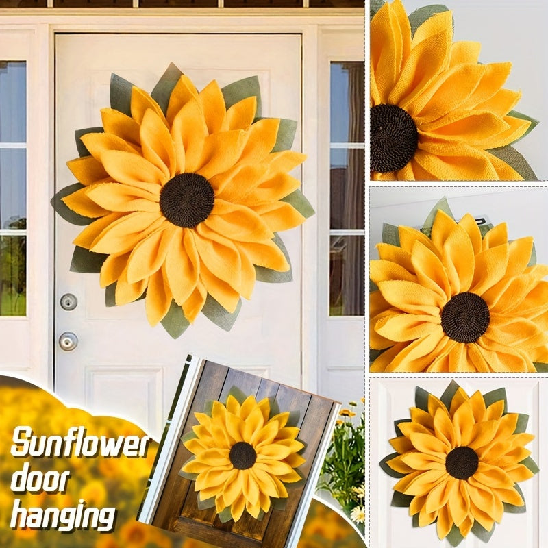 Sunflower Wreath Seasonal Decor, Door Wall Hanging Wreath, for Indoor Outdoor Home Office Wall, Wedding Festival Thanksgiving Day Decoration