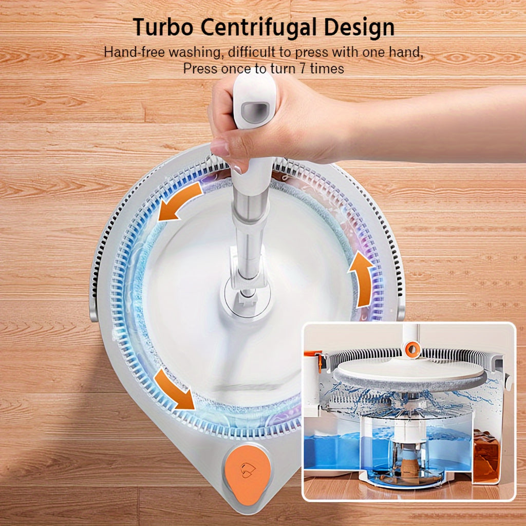 Clean and Dirty Water Separation Mop and Bucket Set, Hands-Free Washing System with Rotating Head Options for Wet and Dry Household Floor Cleaning