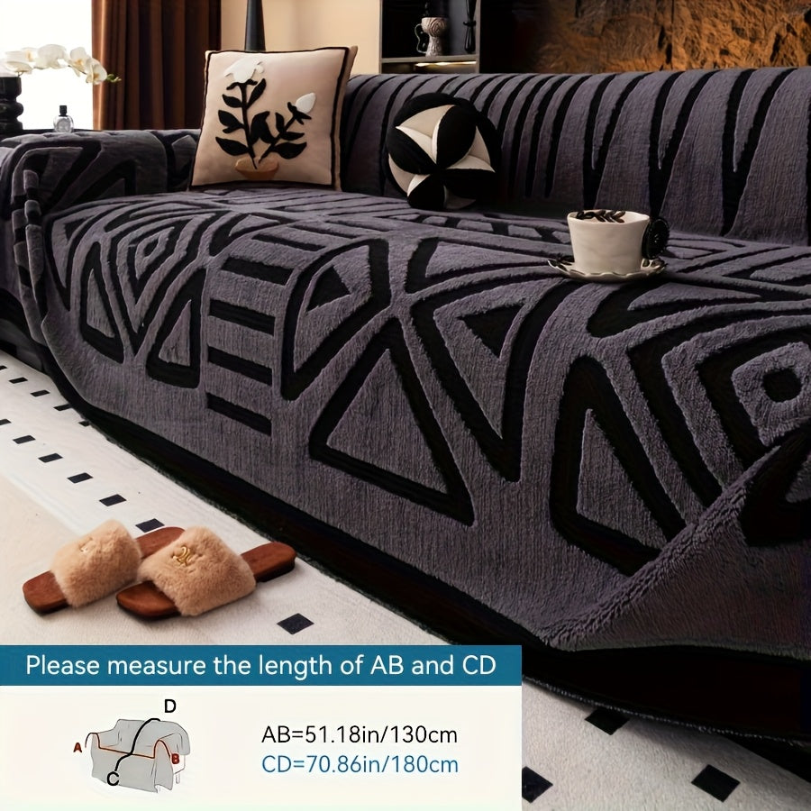 1 New Bohemian Style Sofa Cover Retro Woven Cozy Throw Pet Friendly Slip Resistant Luxury Thick Velvet Couch Cover Machine Washable Soft Plush Decor for Armchair Loveseat 3 Seater 4 Seater Sectional Sofa