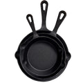 Cast Iron Frying Pan Set with Pour Spouts, Black Uncoated Skillets in 3, 4 or 5 Piece Options for Home Cooking, Frying, Baking and Camping
