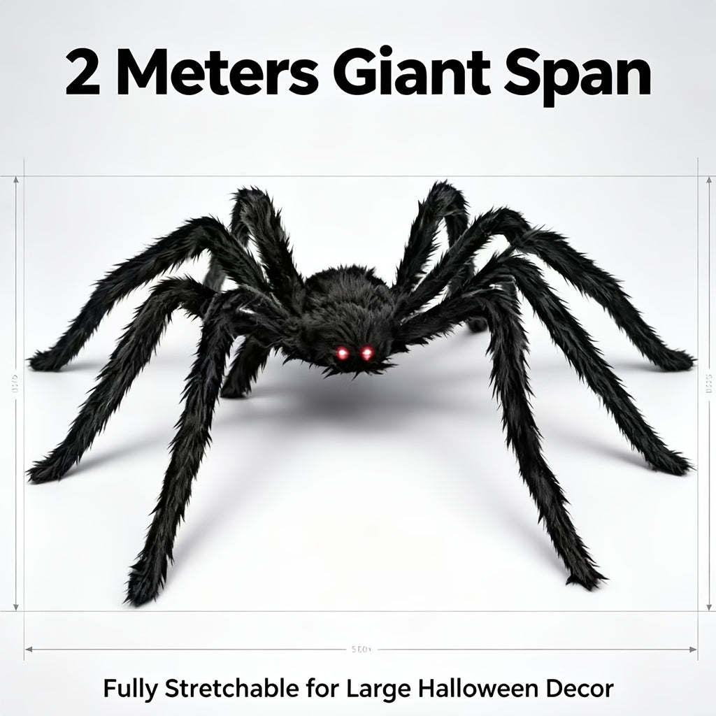 Giant Halloween Spider Decoration Set, 11 Pieces with Approx. 6.5 ft Black Spider, Bendable Legs and 10 Small Spiders for Yard and Haunted House Displays
