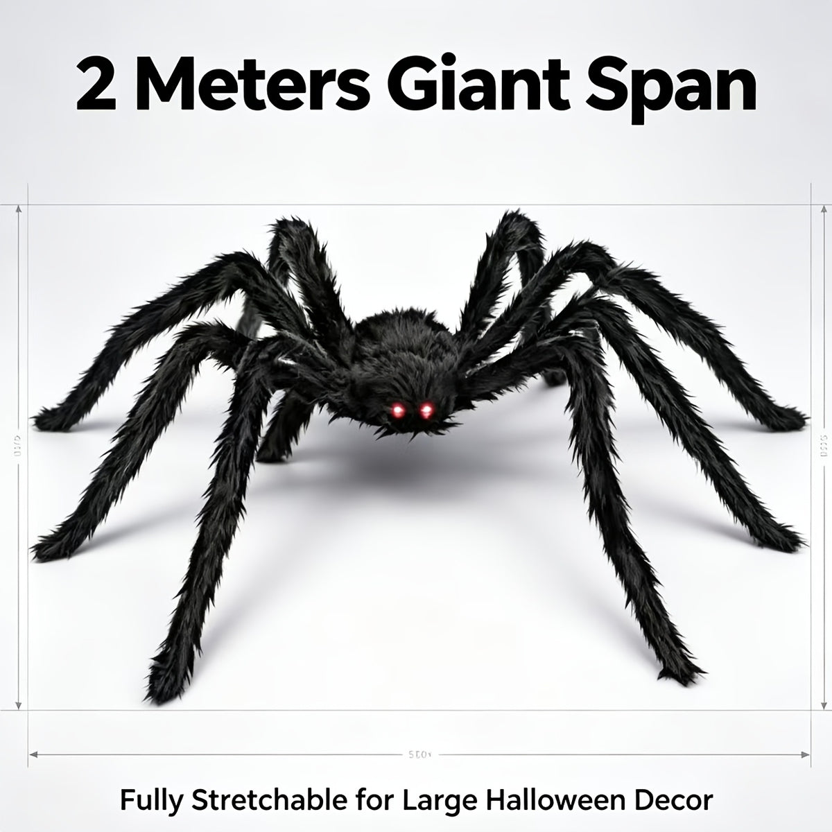 Halloween Outdoor Decorations, 6.56ft Giant Realistic Scary Black Spider for Halloween, with Bendable Legs & Soft Body, for Halloween Props, Halloween Home Decor, Fall Decor, Halloween Yard Decorations, Skeleton Life Size, Haunted Houses, Parties