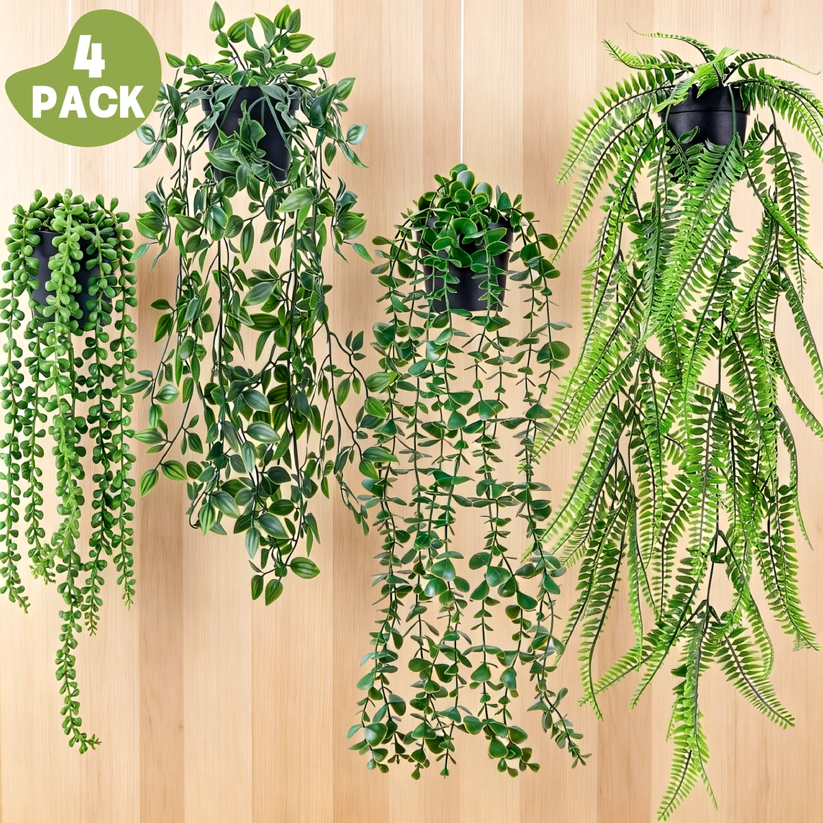 The Rose 4 Packs of Artificial Hanging Plants for Indoor And Outdoor Decoration, Perfect for Shelves And Rooms
