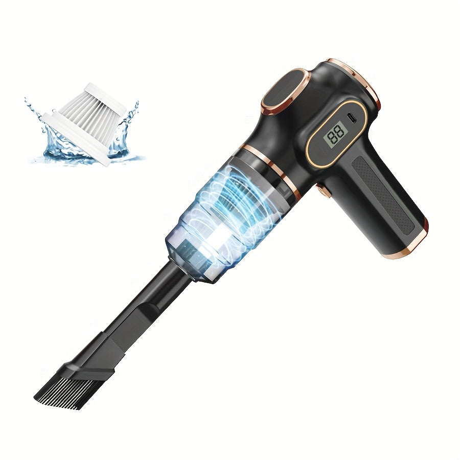 Powerful Handheld Vacuum Cleaner for Pet Hair with Digital Display, Type-C Fast Charging & Washable Filter, Portable Cordless Vac for Car Interior Detailing, Home Upholstery & Office Dust And Debris Cleaning
