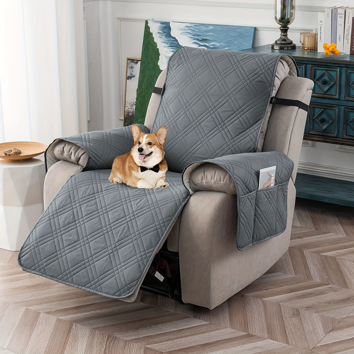 1pc 100% Waterproof Recliner Chair Cover, Non Slip Recliner Covers for Recliner Chair with Pocket, Pet Scratch-Resistant Sofa Slipcover, Washable Furniture Protector, Easy to Install for Living Room, Bedroom, And Study, Halloween Home Decorations