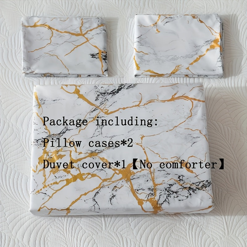 3pcs High-Grade Super Soft Breathable Bronzing Texture Duvet Cover Set (1 Duvet Cover+2 Pillowcases Without Pillow Core), at Home Dormitory All-Season