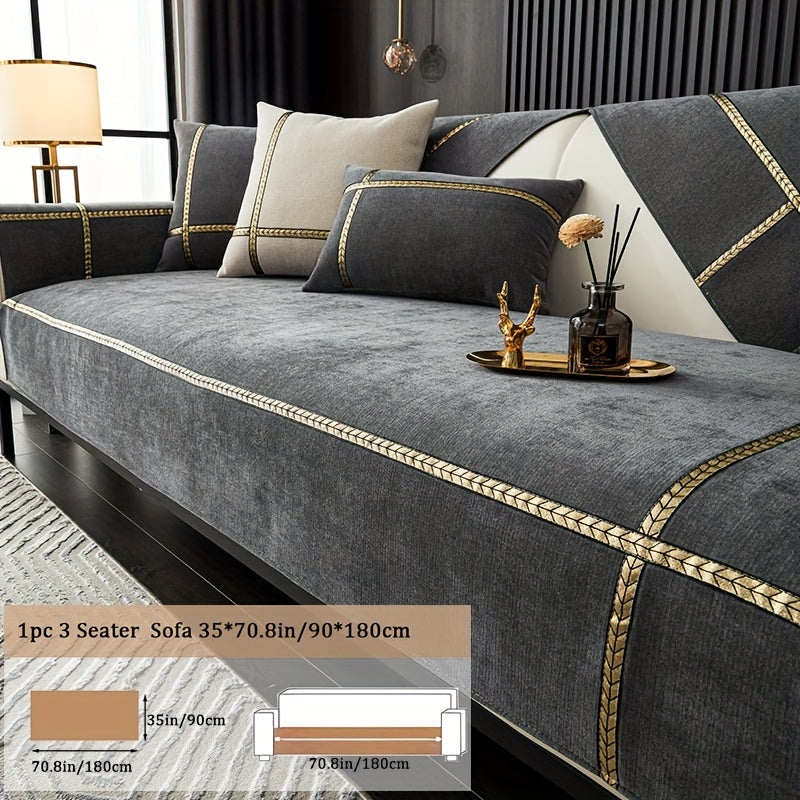 1pc of Elegant Sofa Cover, a Pet-Friendly Slipcover, Suitable for All Seasons, Made of Chenille, Designed to Protect Your Furniture in The Bedroom, Office, Or Living Room. (Pillowcases, Backrest, And Armrest Covers Are Sold Separately.)