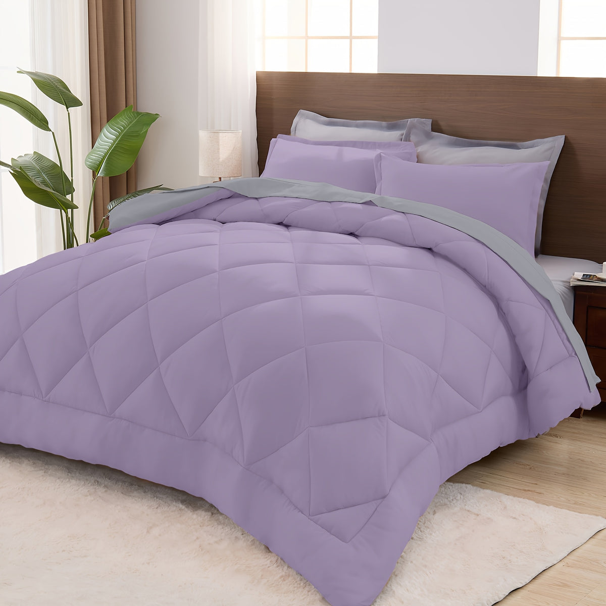 2/3pcs Luxury Comforter Set Warm & Soft & Breathable - Quilted Bedding With Fluffy Fill - Perfect For All Seasons With 1 Comforter And 1/2 Pillowcases-Random Color
