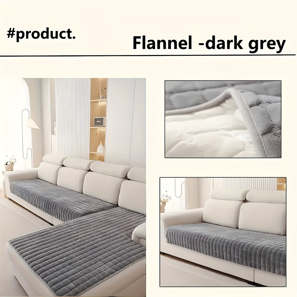 2pcs Quilted Sofa Cover, Flannel Velvet Polyester Jacquard, 450-500 g/㎡, Soft Durable Pet-friendly, Machine Washable, for Living Room Bedroom Office Home Decor