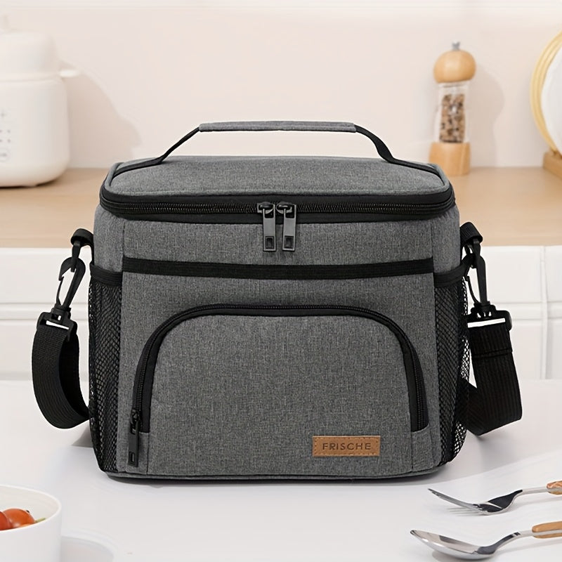 Reusable Insulated Lunch Bag with Adjustable Shoulder Strap, Leakproof Portable Cooler Tote for Men and Women, Office Meals, Travel, Beach and Picnics