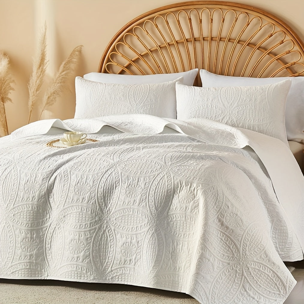 2/3pcs Cooling & Refreshing Summer Quilt Set - Multiple Colors Plus Random Color Available - Lightweight Breathable Microfiber Bedspread - Modern Coin Pattern Coverlet All Season - Holiday Gifts For Family Friends (1 Quilt, 1/2 Pillow Shams)