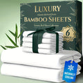 Bamboo-Derived Viscose Cooling Sheets, 6-Piece Soft Bedding Set with 17-Inch Deep Pocket Fitted Sheet in Eleven Colors for Twin Full Queen and King