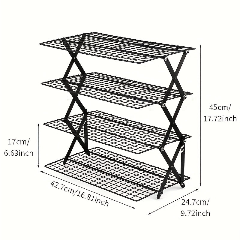 3/4-layer, Collapsible Cooling Rack, Metal Wire Rack For Baking Trays, Popular Limited Purchase, Highly Recommended, Stackable Baking And Cooking Drying Wire Cooling Rack With 4 Adjustable Settings, Camping Grill For Cooking And Cooling And Cake