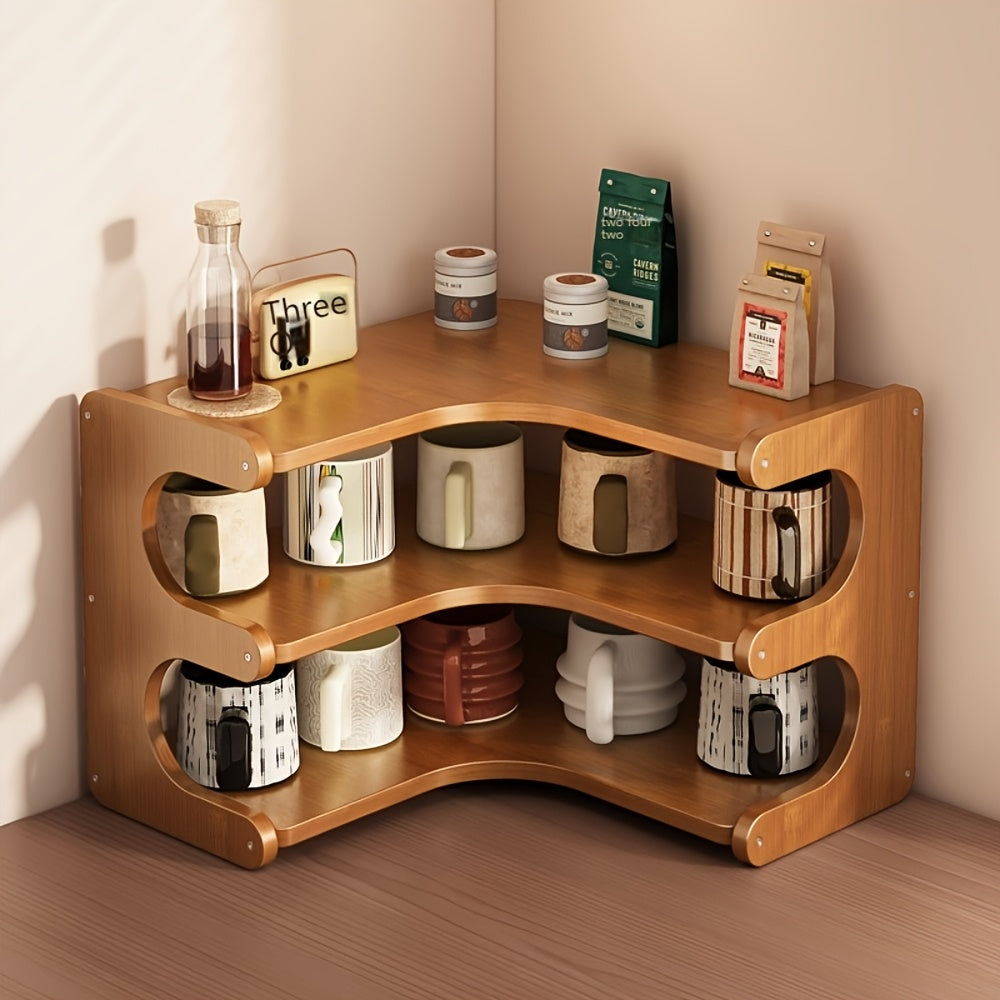 3/ 2Layers Space-Saving Corner Desk Shelf Organizer, Ideal for Home Office, Bedroom, Living Room - Sturdy Construction, Easy-Clean Surface, Ideal for Plants, Books, Stationery, Decor - Modern Minimalist Decor, Desk Decor, Space Saver, Workspace