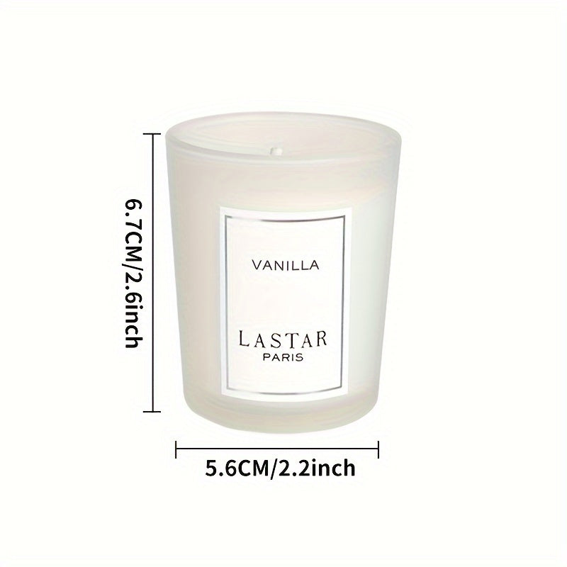 1pc Vanilla Scented Soy Wax Candle In Frosted Glass Jar - Single Wick, Smokeless, Ideal for Bedroom & Living Room Ambiance, Seasonal Celebrations, Valentine's Day Gift, Living Room Decor | Sophisticated Packaging | Smokeless Candle