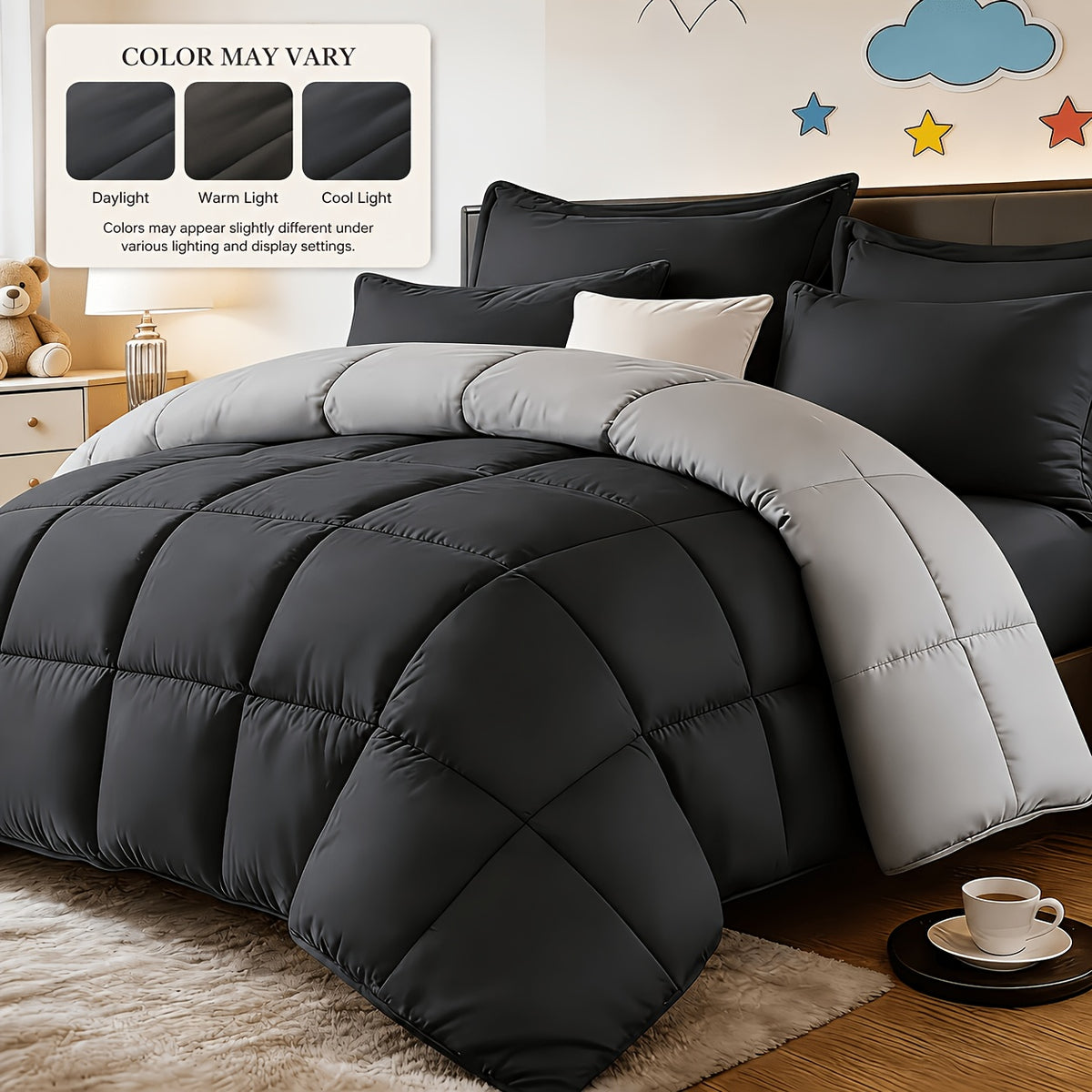 2/3pcs Red And Black bedding with All-Season Comforter, Available in Standard Double/King Double/Super King Sizes. Includes 1 Comforter And 1/2 Pillowcases, Suitable for Kids' Rooms, School Dormitories, Apartments