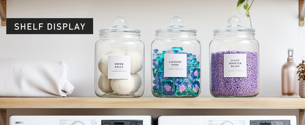 Glass Jars with Airtight Lids And Labels, Half Gallon Storage Containers with Spoons for Laundry Detergent, Pods, Scent Booster Beads, 1 2 3 4 Pack, Canisters