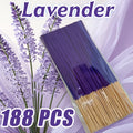 Lavender Incense Sticks, 188 Count Purple 8.66 Inch Handmade Essential Oil Infused Home Fragrance with Flower Powder for Meditation and Yoga Spaces