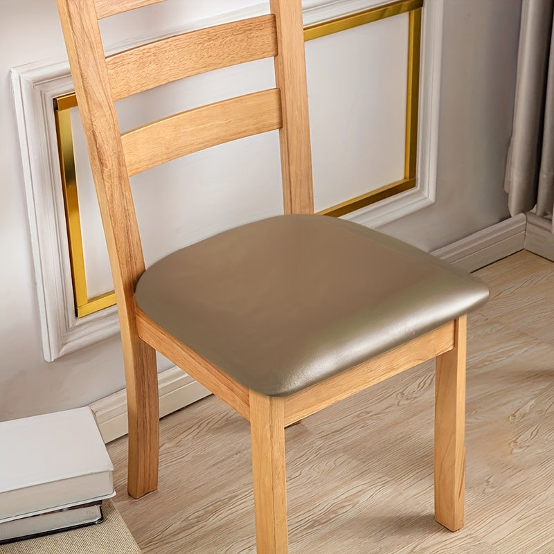 4/6pcs 100% Waterproof PU Dining Chair Slipcovers - Removable Upholstered Chair Cushion Cover For Dining Room, Kitchen, Hotel, And Home Decor