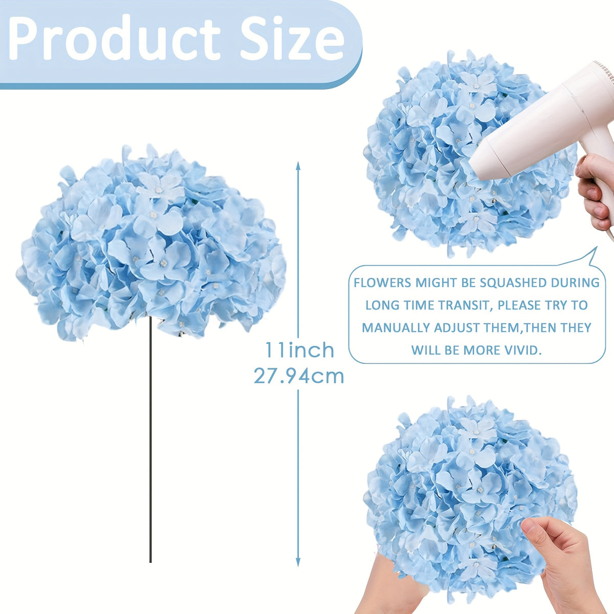 63pcs Artificial Hydrangea Flowers with Stems - Realistic Full Faux Silky Blooms, Round Heads Suitable for Wedding, Baby Shower, Garden, Party Decor, Home Decoration - Fake Flowers for Centerpieces, Arrangements, Year-Round Use