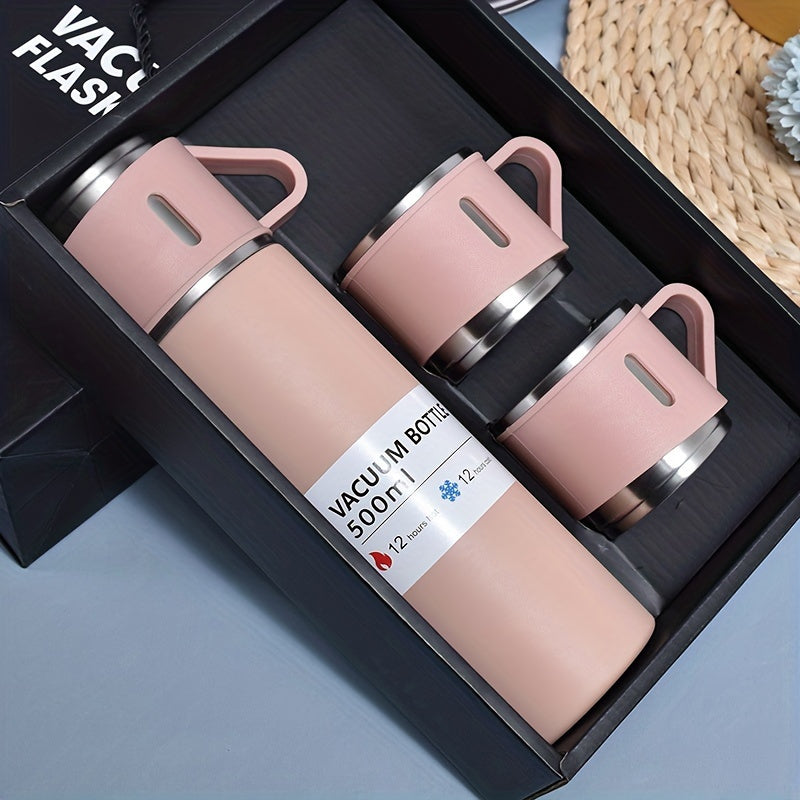 1 hot water bottle, metal vacuum cup, portable coffee cup and hot water bottle combination, suitable for RV and outdoor exploration, gift thermos, cup