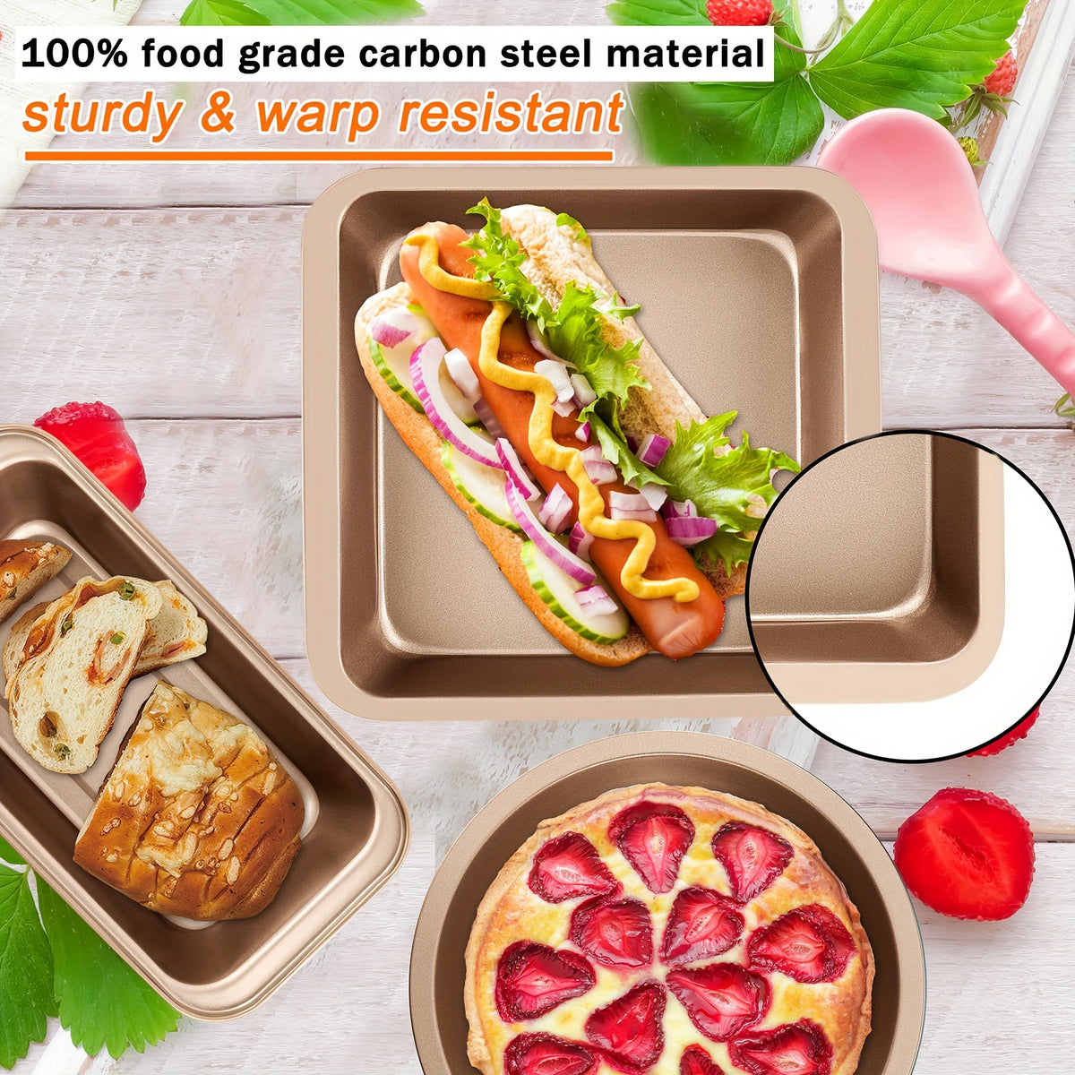 Nonstick Bakeware Set, Stackable Space-Saving Design Includes Round & Square Pans, Waffle Tray, Cookie Sheet, Baking Pan, Dishwasher Safe, 2pcs Round Pans Or 5/10pcs Set