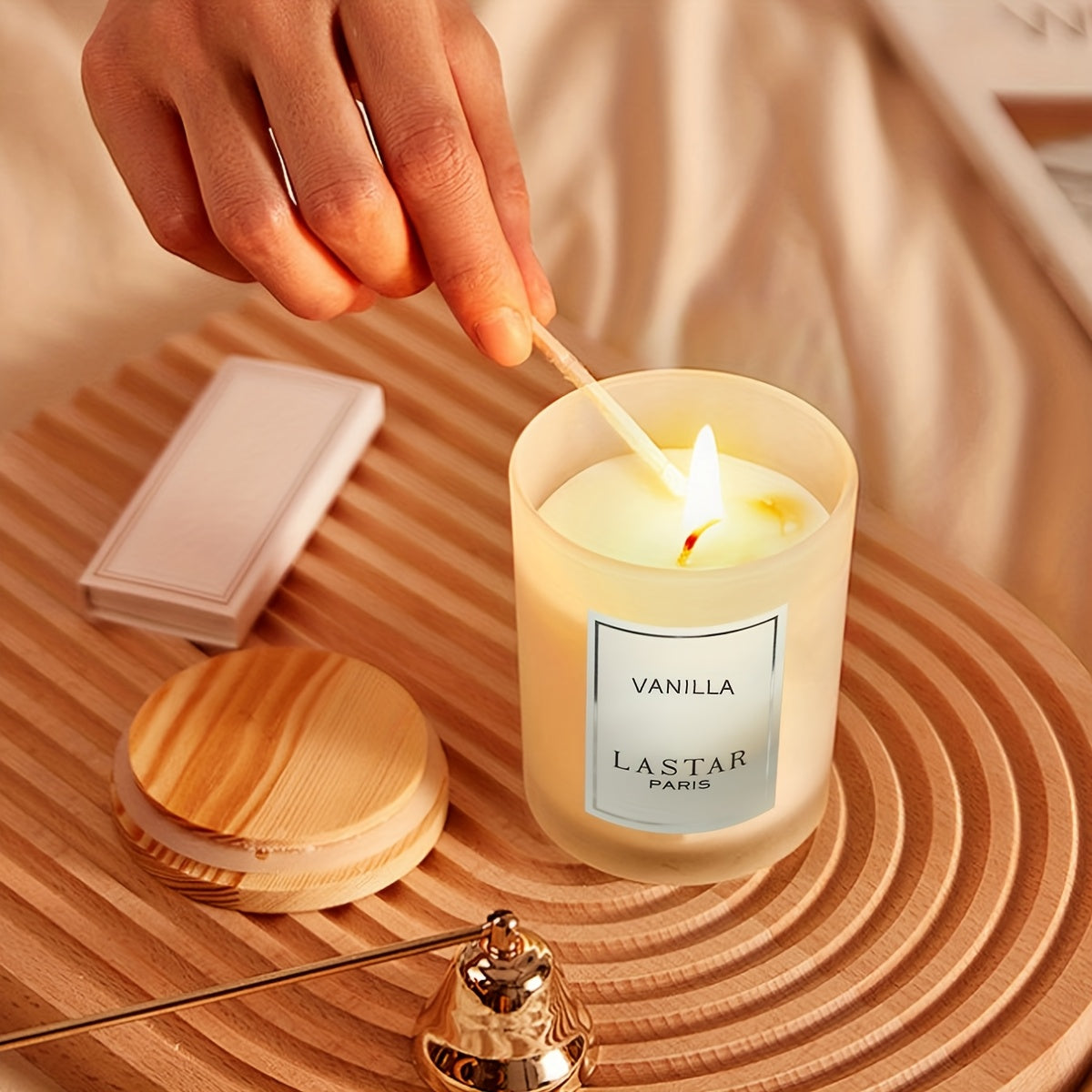 LASTAR Paris Vanilla Scented Candle - Elegant Round Soy Wax Jar with Glitter Accents, Perfect for Home, Hotel, Wedding Decor | Ideal Gift for Christmas, Halloween, Valentine's Day, Mother's Day, Net Content 70g