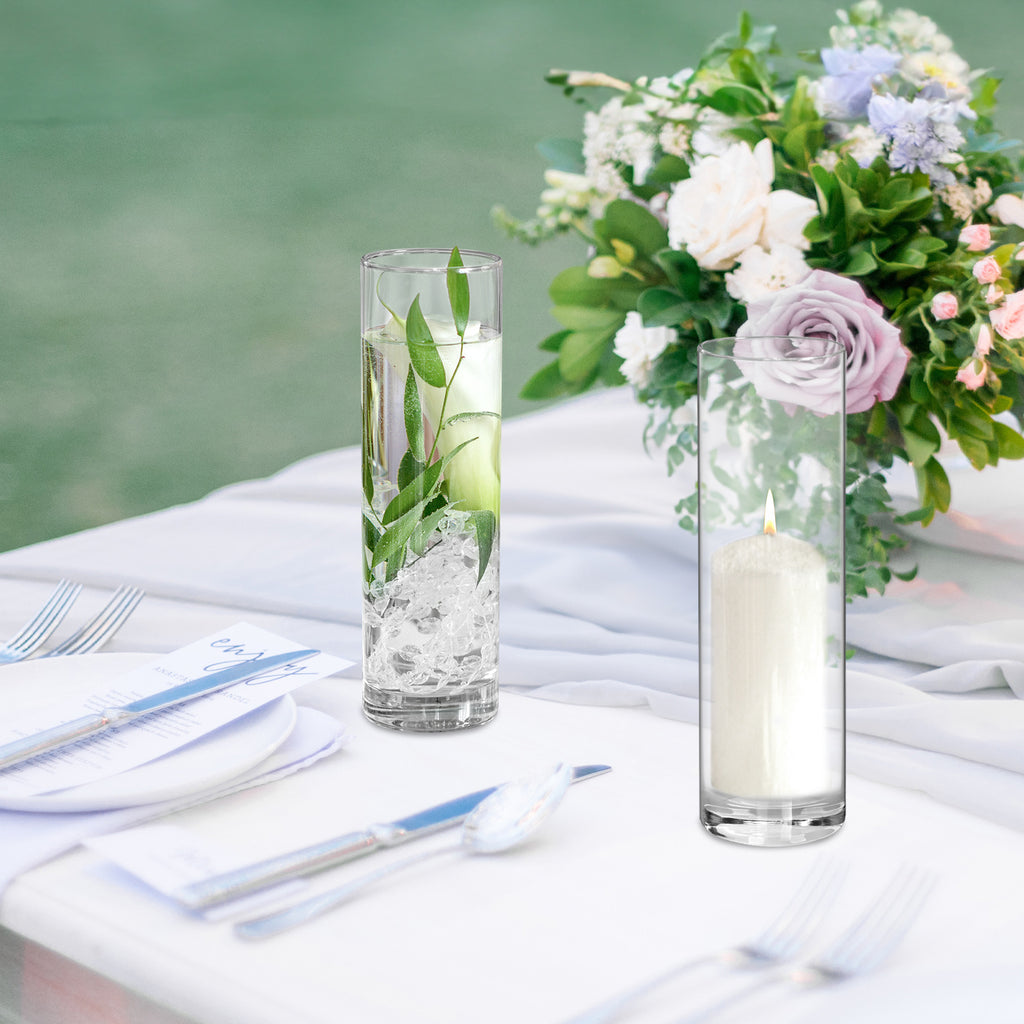 WHONLINE 15Pcs Clear Glass Cylinder Vases, 7.5 Inch Tall, Glass Flower Vase Centerpieces, Glass Flower Vase, Hurricane Floating Candle Holder Vase for Table Shelf, Party, Wedding, Home Decor, Collectible Buildings & Accessories