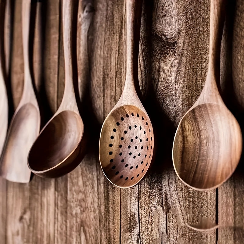 5pcs/3pcs/10pcs Premium Wooden Kitchen Utensil Set - Ergonomic Handles, Natural Wooden Spoon, Stirring Spoon, Soup Spoon Non-Stick Pan Turner, Heat-resistant & Easy to Clean, Durable Kitchen Essential Accessories, Perfect Christmas GiftChristmas Gift