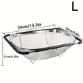 Fine Mesh Sink Colander, Expandable Stainless Steel Strainer Basket with Rubber Grip for Rinsing Fruits, Vegetables and Draining Pasta in Home Kitchens