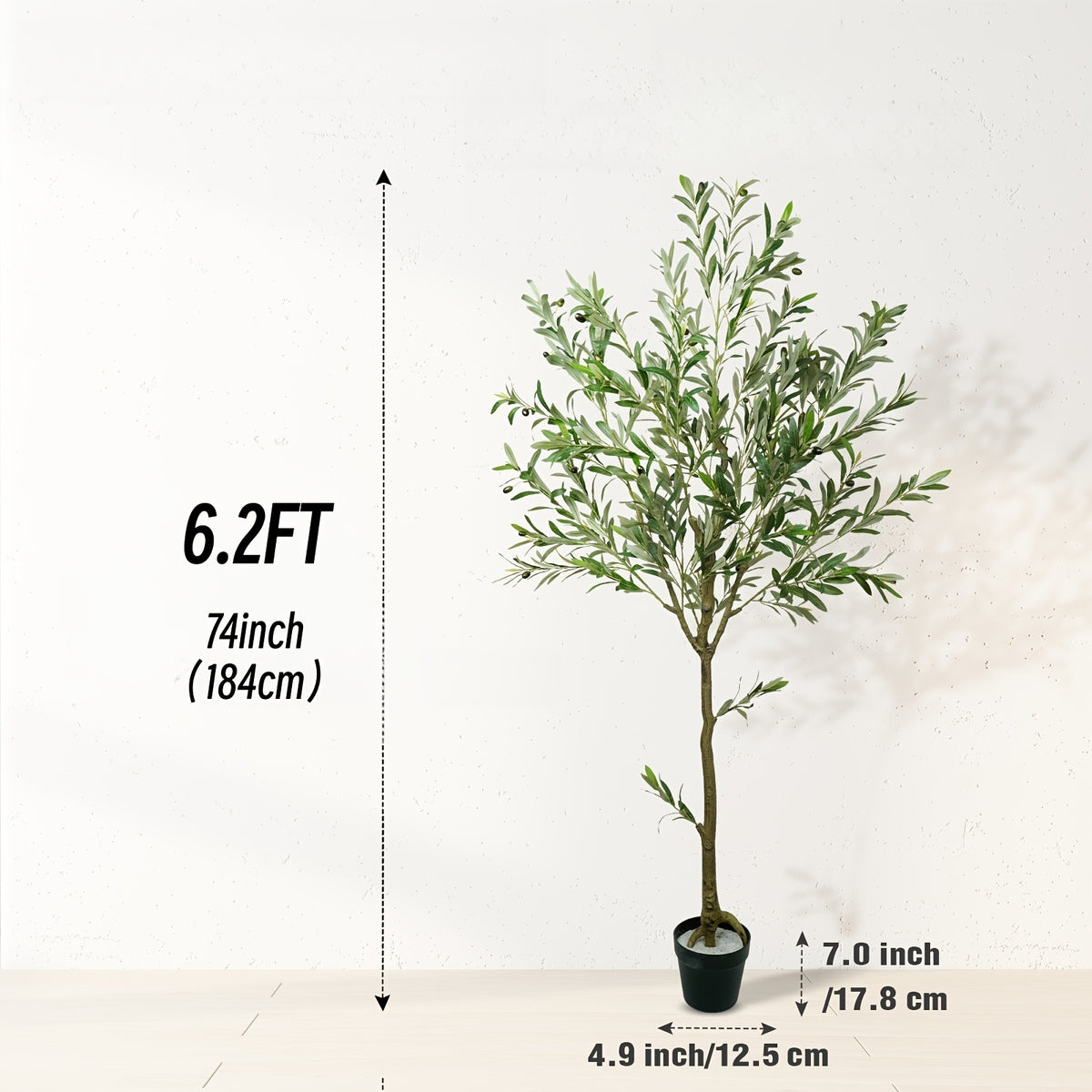 Artificial Olive Tree 6/7/8Ft for Outdoor with Nursery Planter, Realistic Faux Olive Tree with 860 to 1530 Leaves, Lifelike Fake Olive Tree Easy Assembly And Cleaning, Artificial Trees for Home Decor Outdoor, Garden, Yard