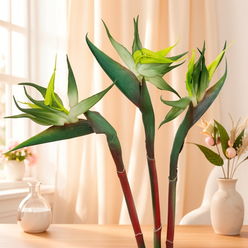 3pcs Artificial Bird Of Paradise Flowers Rubber Strelitzia 24. 5'' Long Stem Flower Suitable for DIY Home Decor Party Theme Display Fall Decor (Orange)