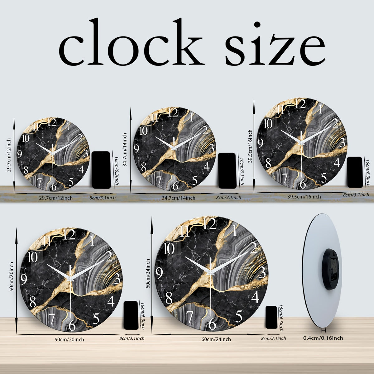 Modern Large Glass Wall Clock - Marble Texture, Silent Non-Ticking, AA Battery Powered (Batteries Not Included), for Modern Living Room, Bedroom, Kitchen, Office Wall Decor, Christmas And Housewarming Gift, Modern Living Room Decor, 12-24 Inch