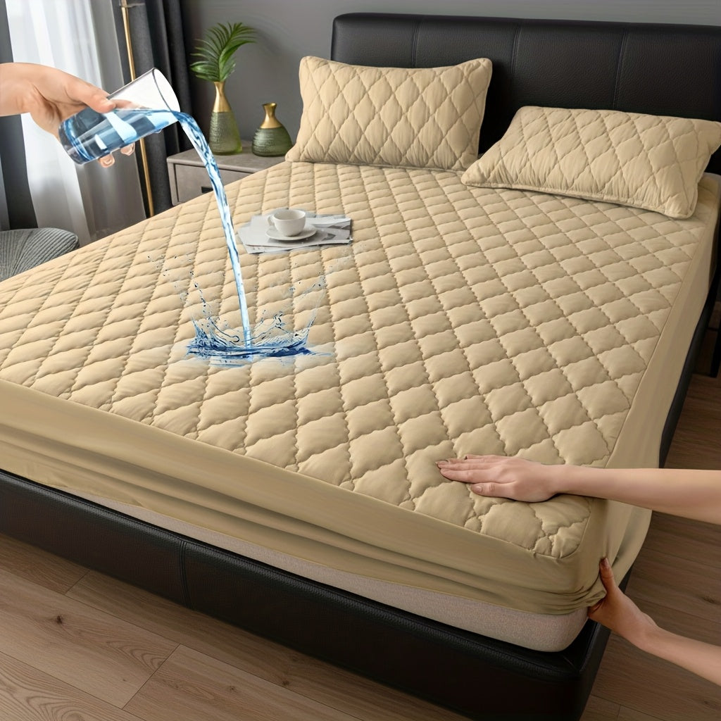 1pc High Quality Mattress Protector with Embossed Design - 11.8-inch Thickened Fitted Cover for Twin/Full/XL/King Beds (Excludes Pillowcases), Bedding Essential In Solid Color, Minimalist Bedroom Must-have