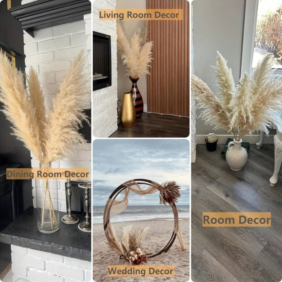 A Bouquet of Six Stalks of Tall, Fluffy Pampas Grass Measuring 39 Inches, Perfect for Weddings, Home Decor, Parties, Office Ceremonies, Valentine'S Day, And Autumn Decorations