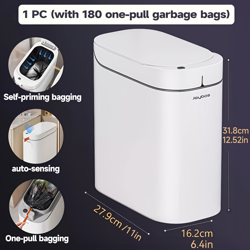 1pc/2pcs/3pcs Self-Emptying Trash Can with Drawstring Bags, Hands-Free Pull-Out Design, 3.8-Gallon Capacity – Ideal for Home, Bathroom, Kitchen, Bedroom & Dorm Room Decor and Accessories