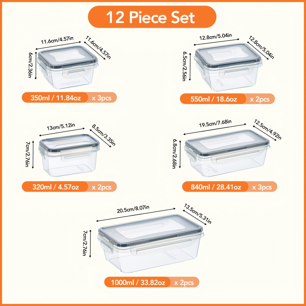 48/24pcs Food Storage Container Set, Fresh-Keeping Boxes, Easy-to-Secure Lids -  Airtight Plastic Containers, Suitable For Pantry, Travel, Outdoor Picnics, Kitchen Organization, Comes With Labels And Marker, (24/12Lids + 24/12Containers)