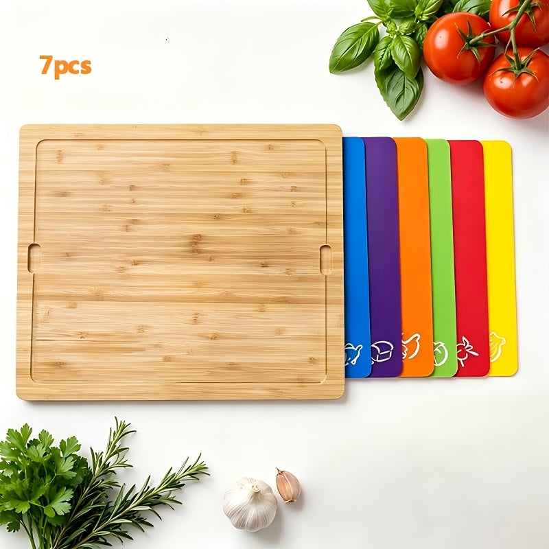 1/7pcs Bamboo Cutting Boards for Kitchen, Cheese Platter for Meat, Cheese, Bread, Vegetables, Fruits Perfect Kitchen Gadget for Home, Dormitory, Gifts for Family And Friends