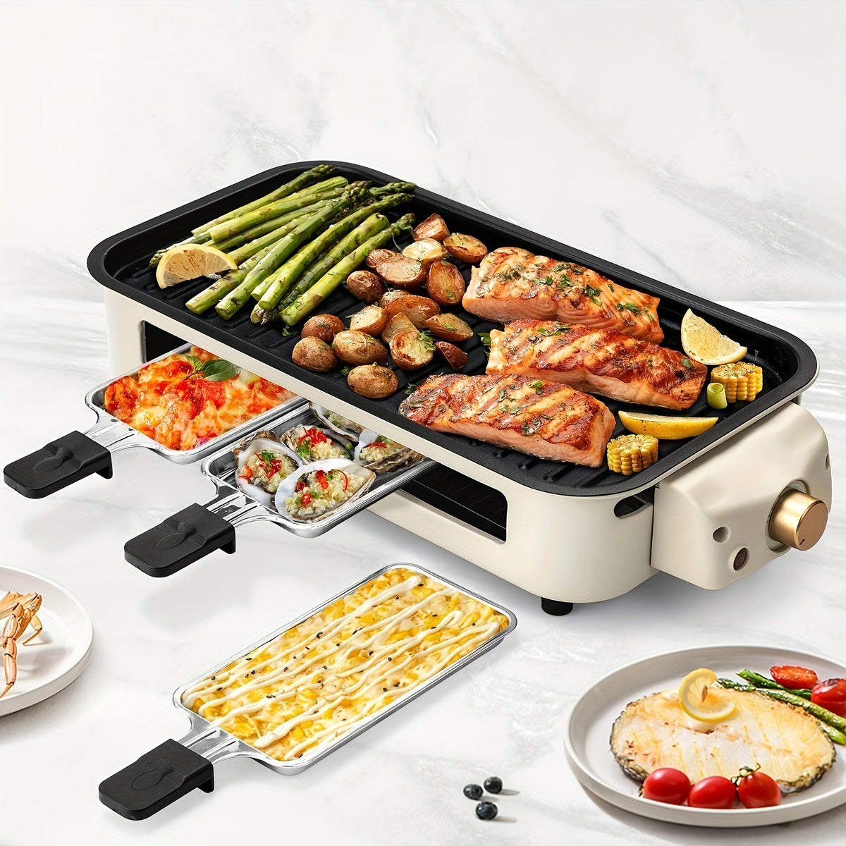 Smokeless Electric Grill | Indoor Grill with Removable Non-Stick Plate, 1700W, Portable BBQ Grill, Electric Griddle, Stainless Steel, Dishwasher Safe, Perfect Gift for Christmas