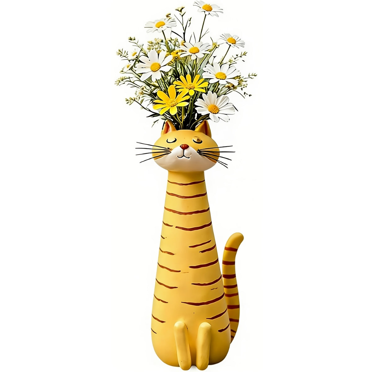 Handmade Bohemian Cat Vase Suitable for - Plastic Cat-Shaped Flower Pot with Retro Style, Desktop Shelf Decoration, Unique Gift for Cat Lovers, Animal Vase for Room Decorations, Plant Holder for Plants & Centerpieces