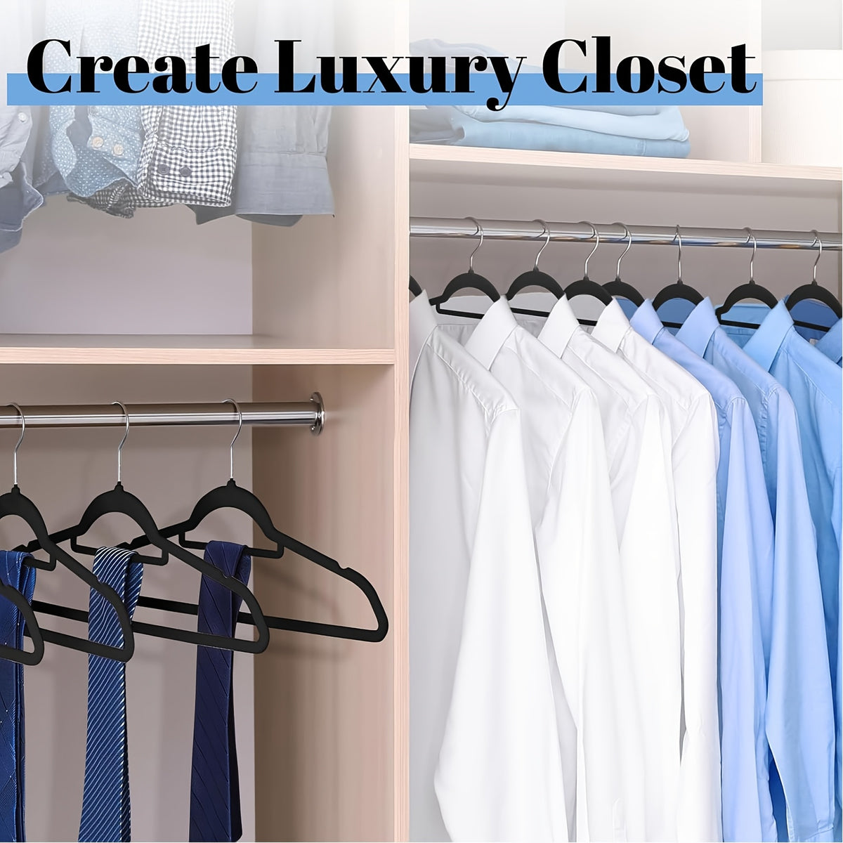 20/50 Pack Heavy-Duty Velvet Hangers, Non-Slip Design with 360° Swivel Hooks & Tie Racks, Essential for Home Organization, Dorm Storage, Prevents Clothes from Slipping, Deforming, Space-Saving Durable Hanging Tool for Wardrobes